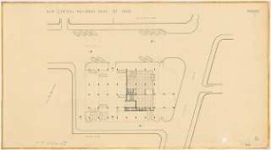 New Central National Bank of Iraq, Bagdad: Lageplan mit eingezeichnetem Grundriss Ground Floor, 1:200