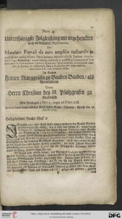 Num. 4. Unterthänigste Folgleistung mit angehenckter auch wiederholter Supplication