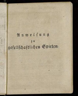 Anweisung zu gesellschaftlichen Spielen