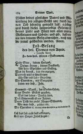 Lob-Gesang des heil. Thomas von Aquin