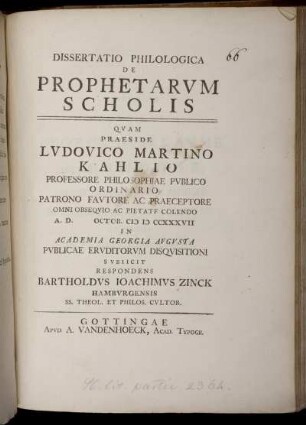 Dissertatio Philologica De Prophetarum Scholis