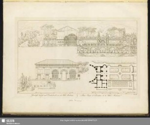 Grundriß, Aufriß und Durchschnitte von der Villa Madama