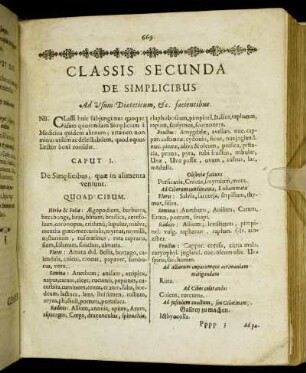 Classis Secunda De Simplicibus Ad Usum Diæteticum, & c. facientibus.
