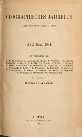 Geographisches Jahrbuch. 17. 1894