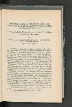 Zur Kenntnis des Milchzuckers und seines Verhaltens in wässrigen Lösungen.