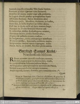 Gottfried Samuel Krebel, Neundorffensis Misnicus