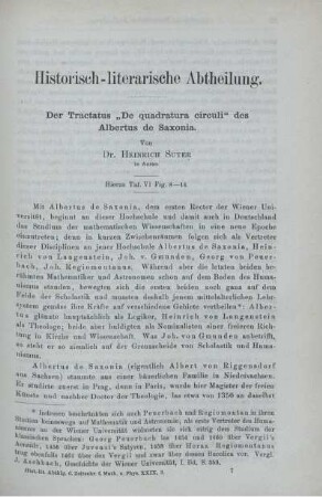 Der Tractatus "De quadratura circuli" des Albertus de Saconia.