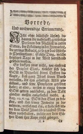 Vorrede, Und nothwendige Errinnerung