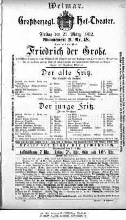 Friedrich der Große [Der alte Fritz (Nachspiel als Vorspiel); Der junge Fritz]