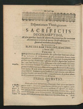Decima Septima ... Respondente M. Petro Bartholino