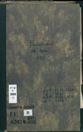 Kirchenbuchduplikat der evangelischen Gemeinde Paderborn, Kreis Paderborn (GHT 1815-1835). (Gemeinde: Evangelische Gemeinde Paderborn )