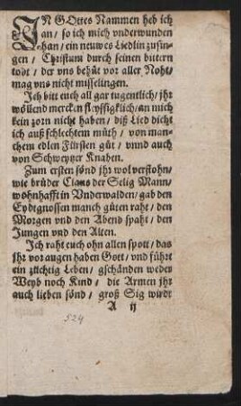 Jn Gottes Nammen heb ich || an/ so ich mich vnderwunden || han/