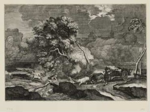 Inmitten eine vom Blitz getroffene Karre, Blatt 12 der Folge "Landschaften"