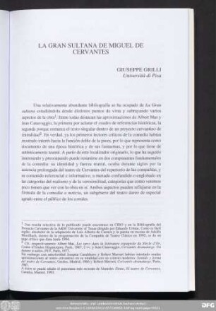 La Gran Sultana De Miguel De Cervantes Guiseppe Grilli