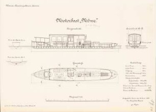 Motorboot »Möwe«: Grundriss, Schnitte 1:50