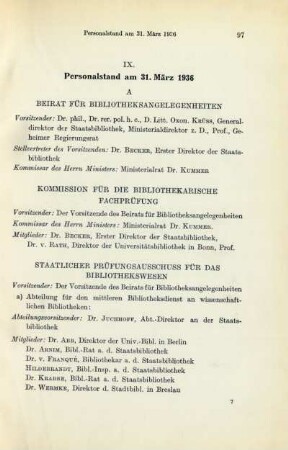 IX. [X.] Personalstand am 31. März 1936