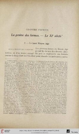 Chapitre premier: La genèse des formes. - Le XIe siècle