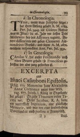 Excerpta aus Isaaci Casauboni Epistolis.