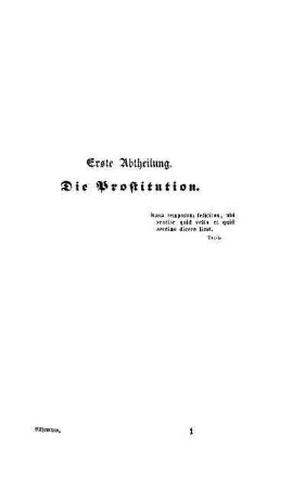 Erste Abtheilung. Die Prostitution
