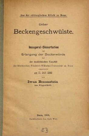 Ueber Beckengeschwülste : Inaug.-Diss.