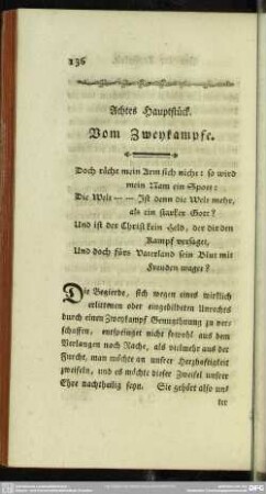 Achtes Hauptstück. Vom Zweykampfe