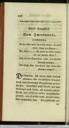 Achtes Hauptstück. Vom Zweykampfe