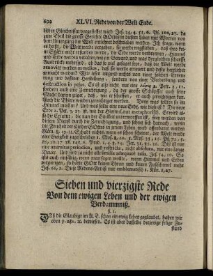 Sieben und vierzigste Rede Von dem ewigen Leben und der ewigen Verdammniß.