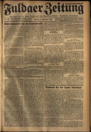 Erste Ausgabe vom Freitag, den 21. Dezember 1928.