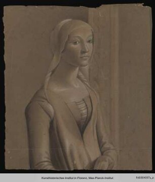 Weibliche Figur aus der Geburtsszene Mariens im Ghirlandaio-Fresko in Santa Maria Novella, Florenz