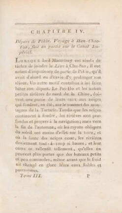 Chapitre IV. Départ de Pékin. Voyage à Han-Choo-Foo, fait en partie sur le Canal Impérial