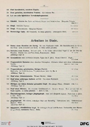 Arbeiten in Stein (Nr. 507-548)