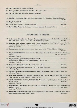 Arbeiten in Stein (Nr. 507-548)