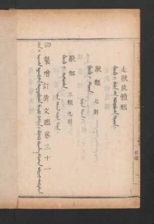 gûsin emuci debtelin. fiyelen i ton = 卷三十一目錄 (Beispielseite)