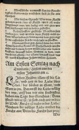 Am Ersten Sontag nach Trinitatis ...