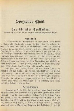 Berichte über Thatsachen.