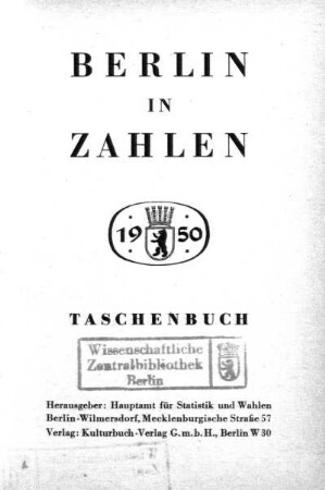 1950: Berlin in Zahlen : Taschenbuch
