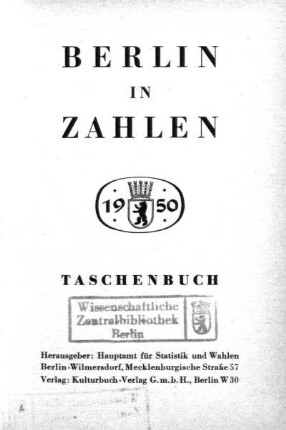 1950: Berlin in Zahlen : Taschenbuch