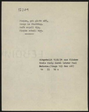 Piepke, goh glatt aff,