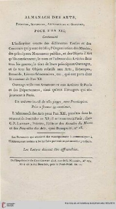 Almanach des arts