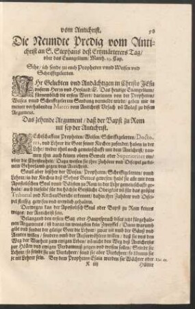 Die Neundte Predig vom Antichrist an S. Stephans ...
