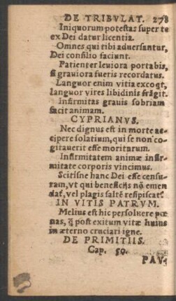 De Primitiis. Cap. 50.