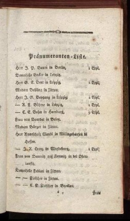 Pränumeranten-Liste
