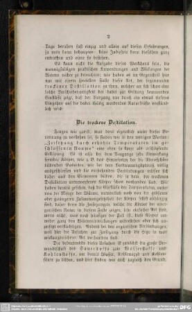 Die trockene Destillation