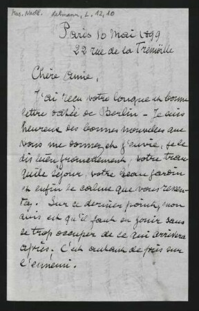 Brief an Lilli Lehmann : 10.05.1899