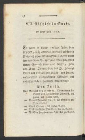 VIII. Abschied in Surse. den 10ten July 1786.