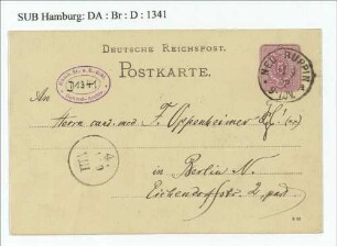 Postkarte an Franz Oppenheimer