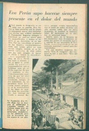Eva Perón supo hacerse siempre presente en el dolor del mundo