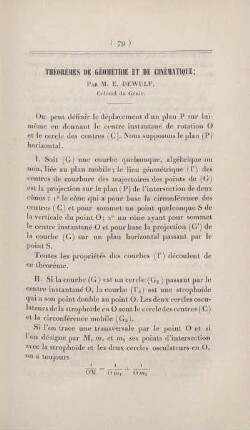 Théorèmes de géométrie et de cinématique.
