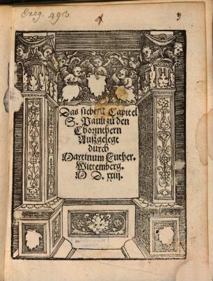 Das siebent Capitel S. Pauli zu den Chorinthern