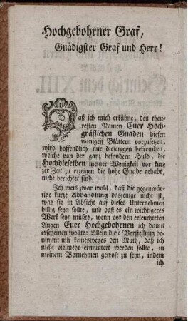 Hochgebohrner Graf, Gnädigster Graf und Herr !